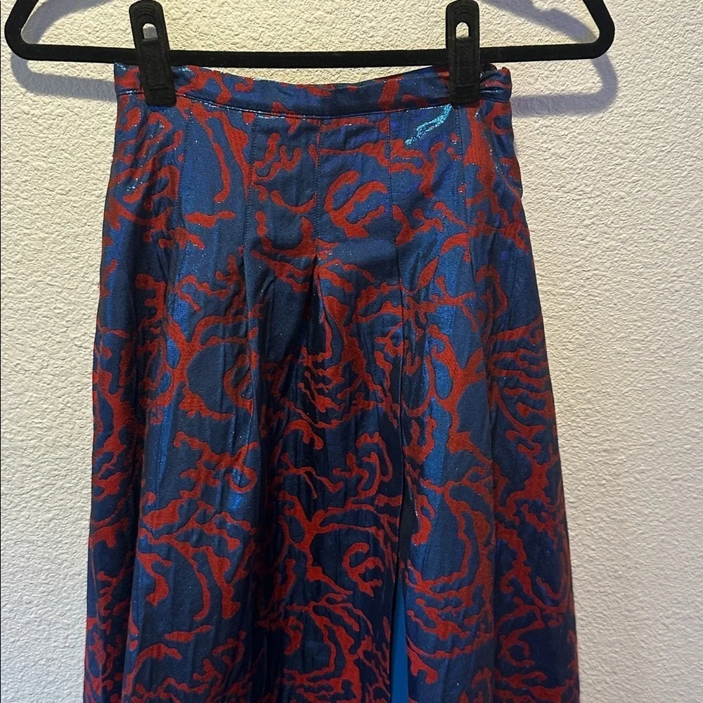 NWT Maeve - Anthropologie Red and Blue A-Line Slit Skirt